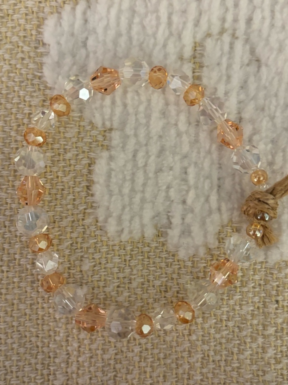 Peach and Clear Faceted Bead Stretch Bracelet